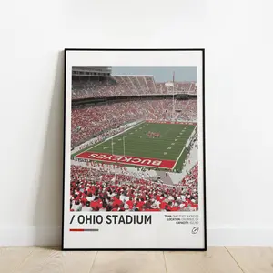 Ohio Stadium Poster, Ohio State Buckeyes Poster, Minimalist Sports Poster, Office Wall Art, Bedroom Wall Art, Stadium Print ,unframed, Decor