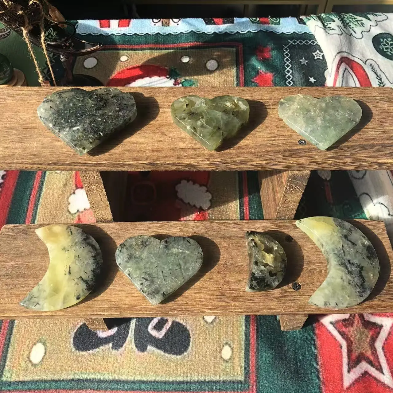 Natural Crystal Prehnite Moon&Heart Collection