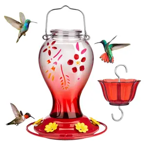 Hummingbird Season 2026 Kingsyard Glass Hummingbird Feeder for Backyard Nature Watching 26oz Large Capacity with Ant Moat Feed Wild Birds in Your Spring Garden Leak-Proof Design Easy to Clean & Refill