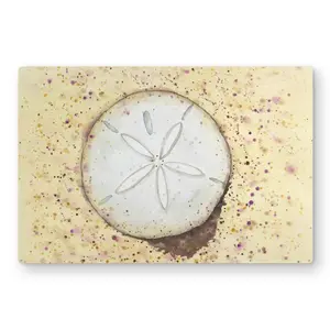 Begin Home Decor C1MP1218Z3H71U 12 x 18 in. Sand-Dollar Bathroom Beige Metal Print Wall Art - Home Decor Accent