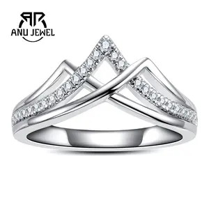AnuJewel Moissanite V Shape Wedding Bands Ring 925 Sterling Silver D Color VVS1 Bridal Crown Ring for Women Valentine's Day and Mother's Day with Certificate
