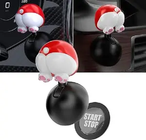 Creative Car Push to Start Button Rocker Truck One Button Start Lever Automotive Engine Start Joystick Full Ball Cover Cute Touch Start Button Starter Interior Decorations Funny Accessories (Pink/Red)