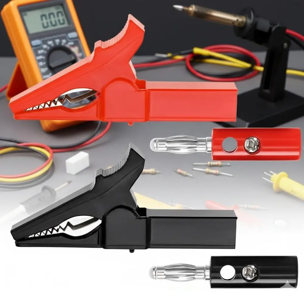 Professional 55mm Crocodile Clamp Set with Banana Plugs, Alligator Test Leads, Heavy Duty Spring Jaws, Copper Conductors, Insulated Multimeter Probes for Circuit Electrical Testing, Electronic Repair Tool, Diagnostic Tool