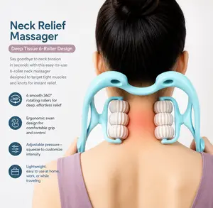 6-Wheel Neck Massager Roller – Manual Deep Tissue Pain Relief Tool