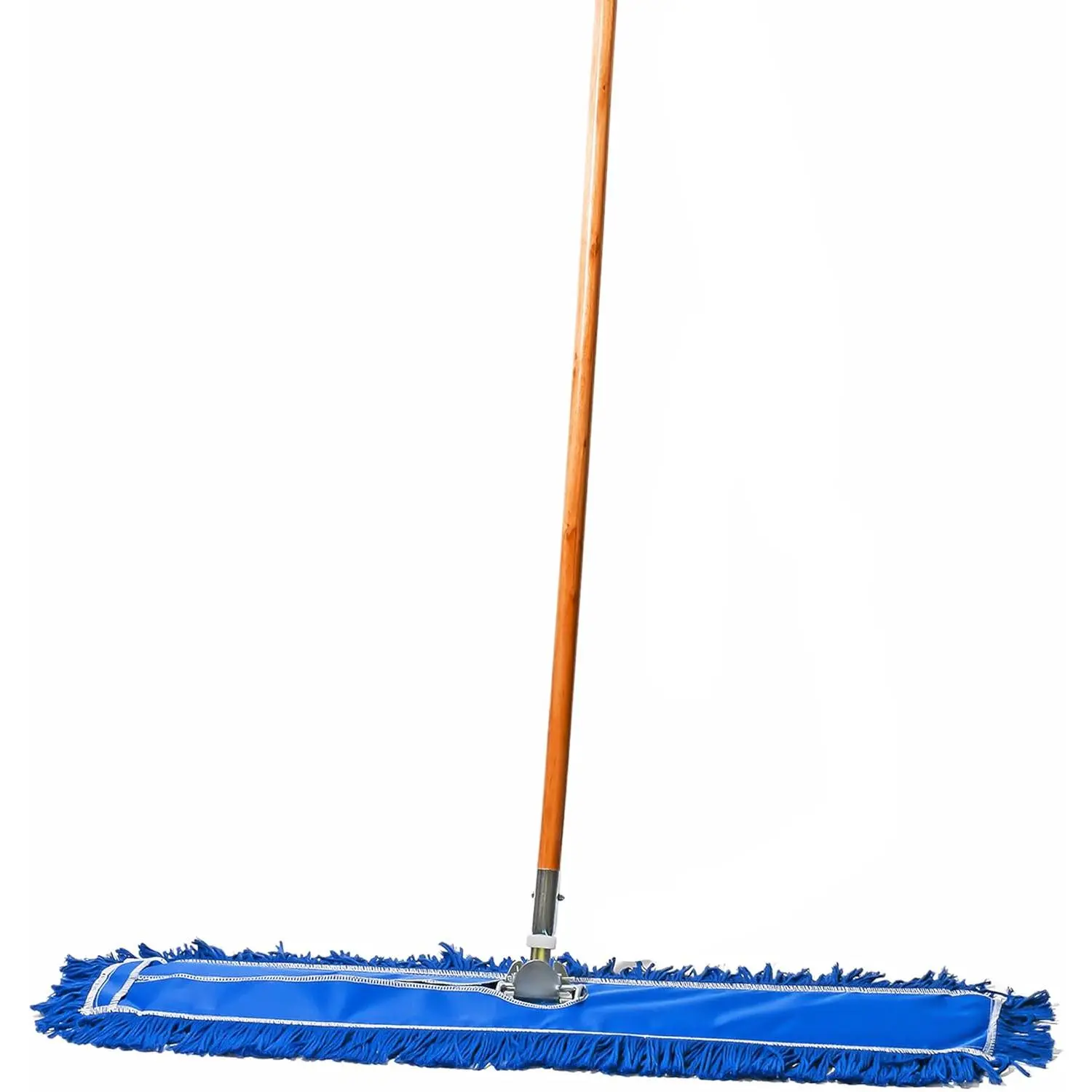 36-Inch Blue Industrial Cotton Dust Mop & Sturdy Floor Sweeper - Wooden Handle Cleaning Tool for Tile, Hardwood Floors