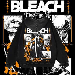 Ichigo Kurosaki Premium Anime Hoodie | Unisex Oversized Streetwear | Bleach Acid Wash Hollow Mask Design
