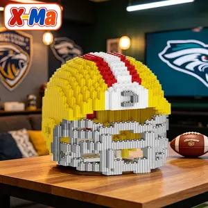 Football Helmet Building Blocks Set – 3D Sports Brick Model Toy for Fans Home Desk Decor