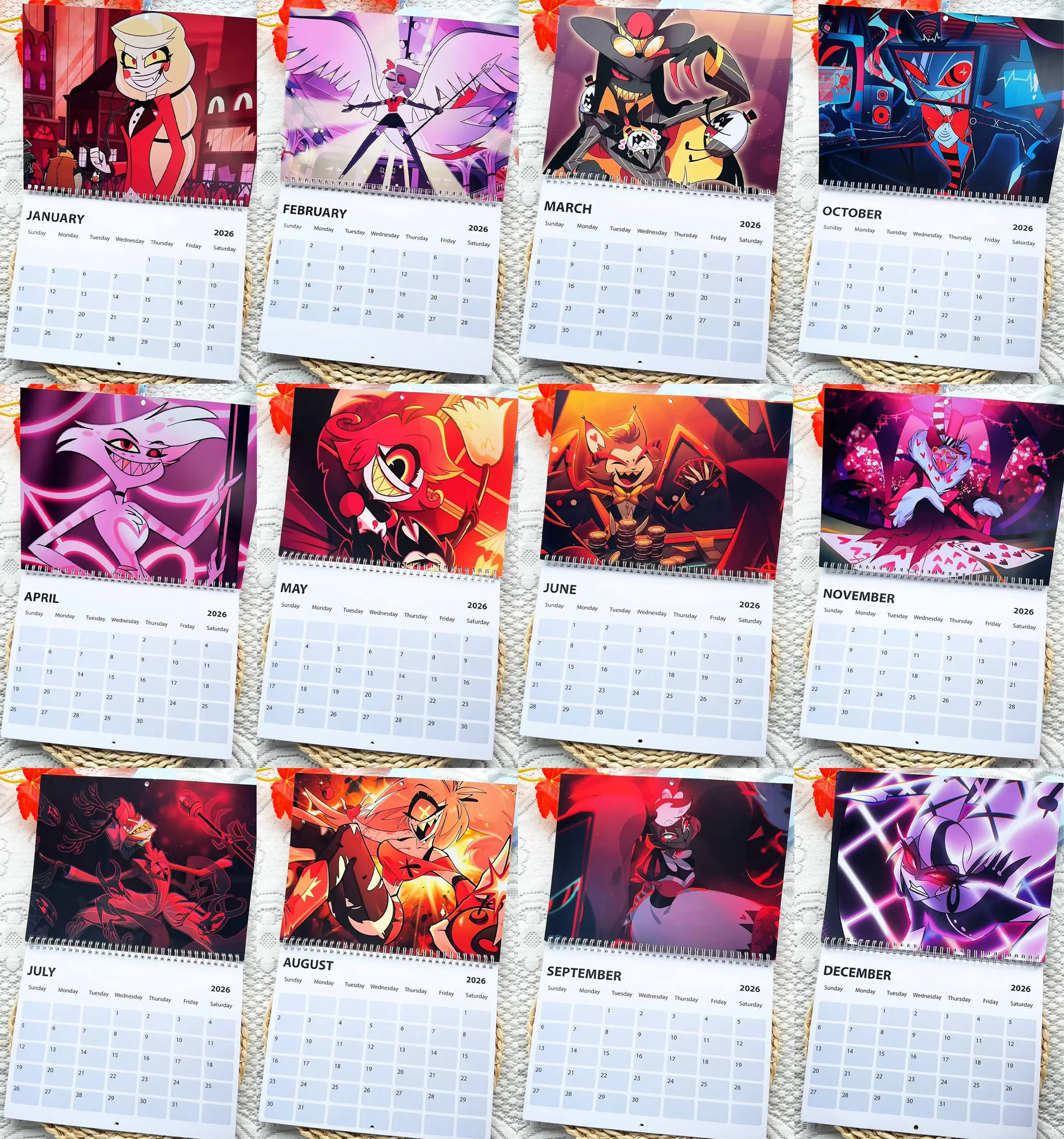 Hazbin Hotel Anime 2026 Wall Calendar