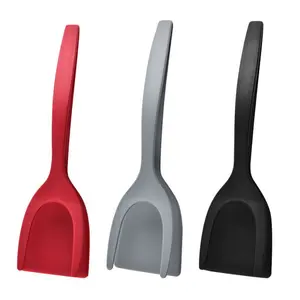 2-in-1 Silicone Spatula & Tongs Non-Stick Egg Flipper Multi-Use for Pancakes French Toast High Temperature Resistant Food Grade TikTok Viral Flip Grip Spatula Tongs