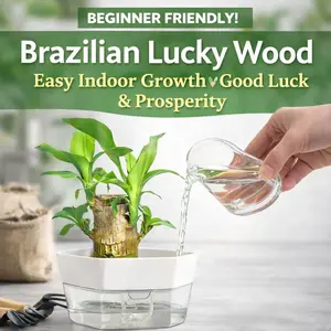 Brazilian Lucky Wood Doll with Base for Luck and Wealth,Easy to Grow Indoors,Decorative Ornament for Luck and Wealth
