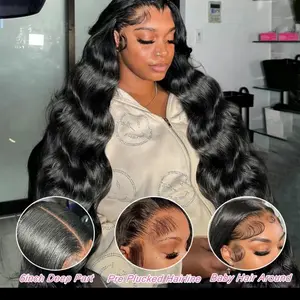 Cute Bein Hair Shop 13x4 or 13x6 Natural Black Body Wave HD Lace Front Wig