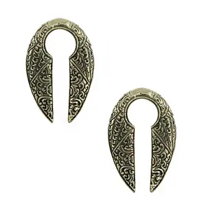 Narrow Filigree Keyhole Brass Ear Weights
