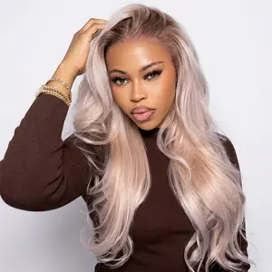 Megalook Ash Blonde Glueless Lace Frontal Wigs Pull Go Beginner Friendly Silky Straight With Drawstring 100% Human Hair Wig