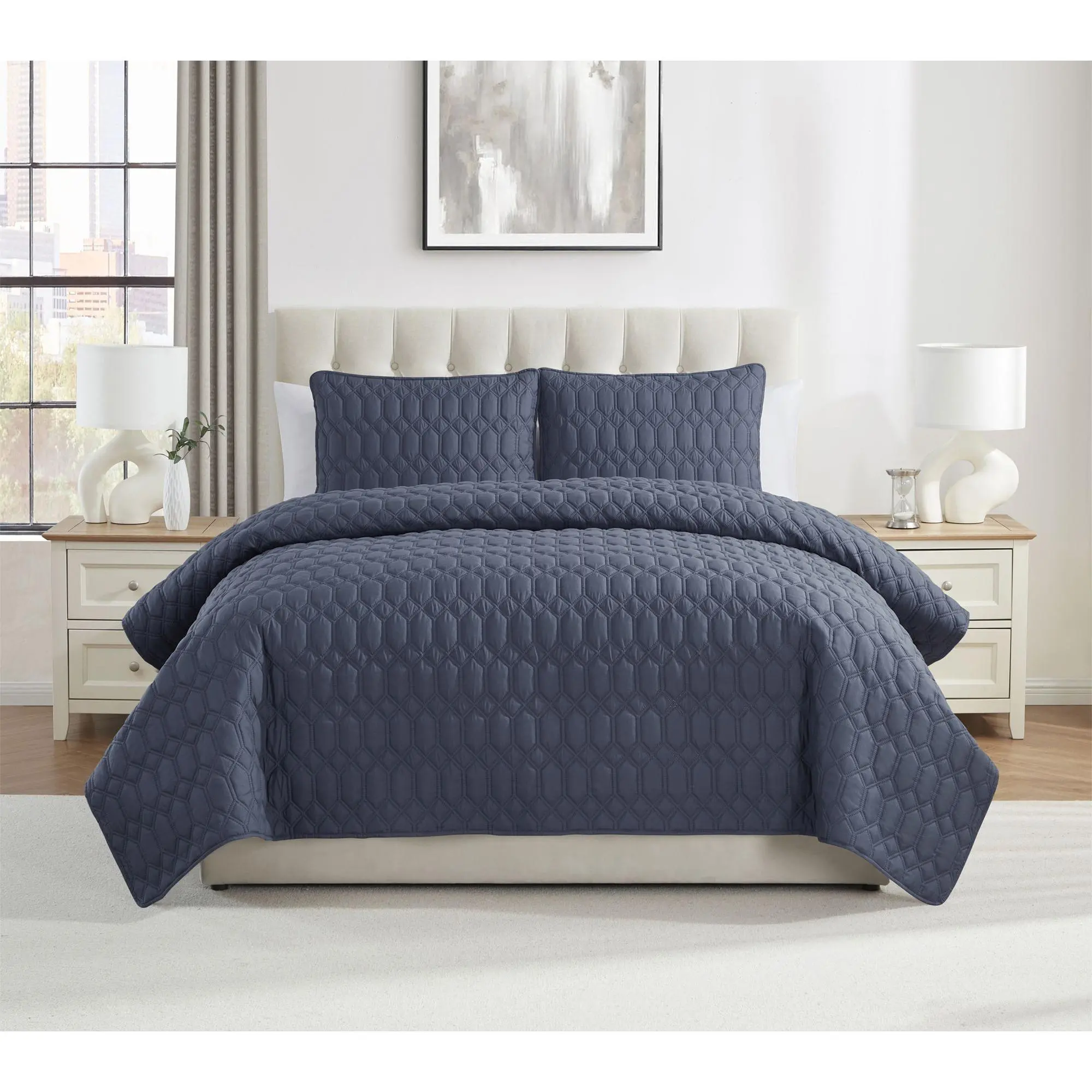 VCNY Home Diamond 3pc Textured Quilt Set, King