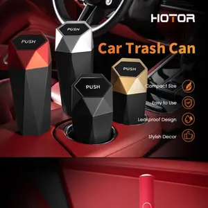 HOTOR Car Trash Can with Lid - 2 Pack, Mini Essential Car Accessories for Interior, Leakproof Garbage Can with 30 Attached Trash Bags, Multipurpose Organizers and Storage for Car, Home, Office