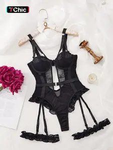 Loungewear set-Women's Sexy Lace Bodysuit with Underwire Support, Backless Design, Adjustable Straps, Comfortable & Stylish for All Seasons, Lingerie