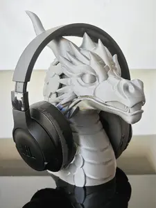 Dragon Head Headphone Stand 3D Printed Headset Holder | Gamer Desk Accessory | Fantasy Dragon Decor Gift for Him