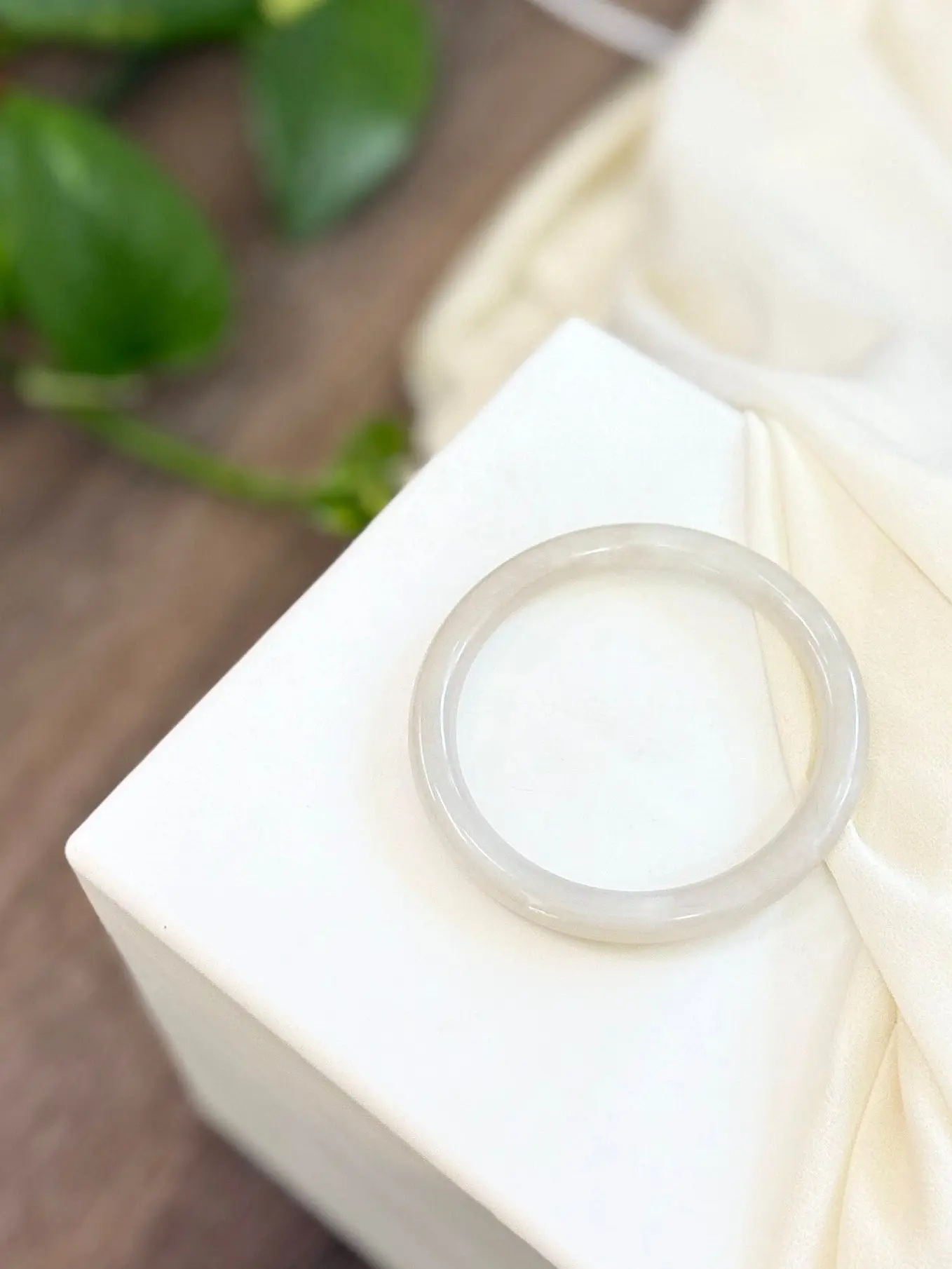 White Natural Jade Bangle, Authentic Nephrite Bangle