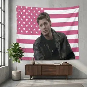 Star Ackles Dean Jensen Winchester Tapestry, America Flag Design, Funny Wall Hanging for College Dorm Room Decor, Cute Blanket & Poster Combo Gift