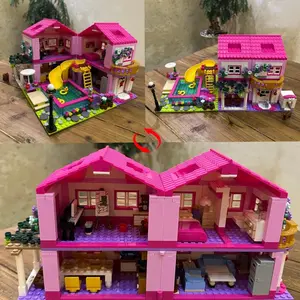 1018pcs Summer Villa Princess Series Building Blocks Set, Free Assembly, Ideal for Birthday, Thanksgiving, Home Decor