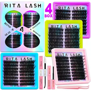 RITALASH 544PCS 4 Styles Upgrade Cat Lash Clusters Gift Packs, WaterProof Lashes Eyelash Clusters Extensions for Beginners and Proficient, DIY at Home Easily, Extension Soft comfortable Easy Apply Natural Look for Makeup gift Lash Clusters