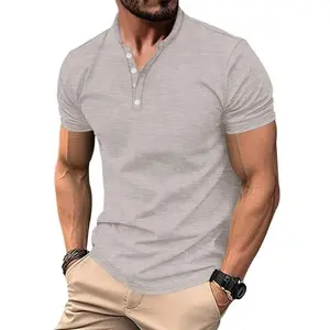 Men's Regular Fit Solid Short Sleeve Henley Tee, Casual Breathable Quick Drying T-shirt for Outdoor Sports, Men's Top for All Seasons