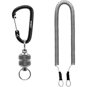 Fishing Strongest Magnetic Net Release Magnet Clip Holder Retractor with Coiled Lanyard