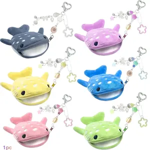 Adorable Whale Shark Keychain Coin Purse, Soft Plush Zippered Change Holder, Kawaii Handmade Coin Bags, Ideal for Birthdays And Holiday Celebrations