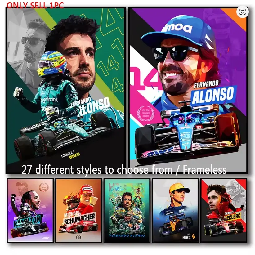 1pc Unframed Pop Sports F1 Legend Racing Poster Aesthetic Artistic Schumacher Formula 1 Racer Helmet Canvas Vibrant Print Decorative Wall Art Home Driver Room Decor Decoration Athlete Wall Decor (27 Style Options)