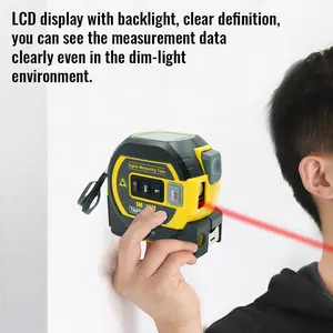 Laser Tape Measure Meter Building Measurement Device 3in1 Laser Rangefinder 5M Tape 60M Laser Measure with LCD Digital display Hand Measuring Tool