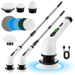 Long-handled multi-functional waterproof wireless handheld household rechargeable retractable electric cleaning brush
