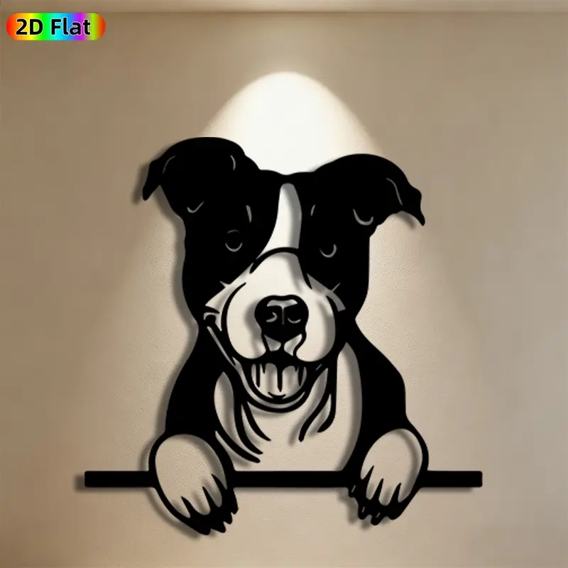 1pc Pitbull Metal Wall Art, Loyal Pitbull Statue Mural, Ideal Gift for New Year, Christmas, Dog Decor Enthusiasts, Rust-Resistant Metal Wall Decor Wall Sculptures, Perfect for Living Room Wall & Garden Fence, Unique Home Decor for Pet Lovers