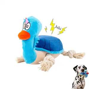 Dog Toy - Turtle Squeaky Plush Tug Toy with Rope Limbs Interactive Play for Boredom Relief Squeaky Feature & Tugging Fun