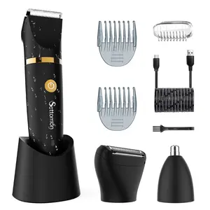 3 IN 1 Men's Electric Body Hair Trimmer, Electric Shaver Razor, Rechargeable Groin Hair Trimmer,Waterproof Body Hair Trimmer,Men's Grooming Kit, Multifunctional Hair Trimmer