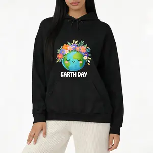 2026 Earth Day Floral Hoodie – Cozy Long Sleeve Sweatshirt with Planet Design