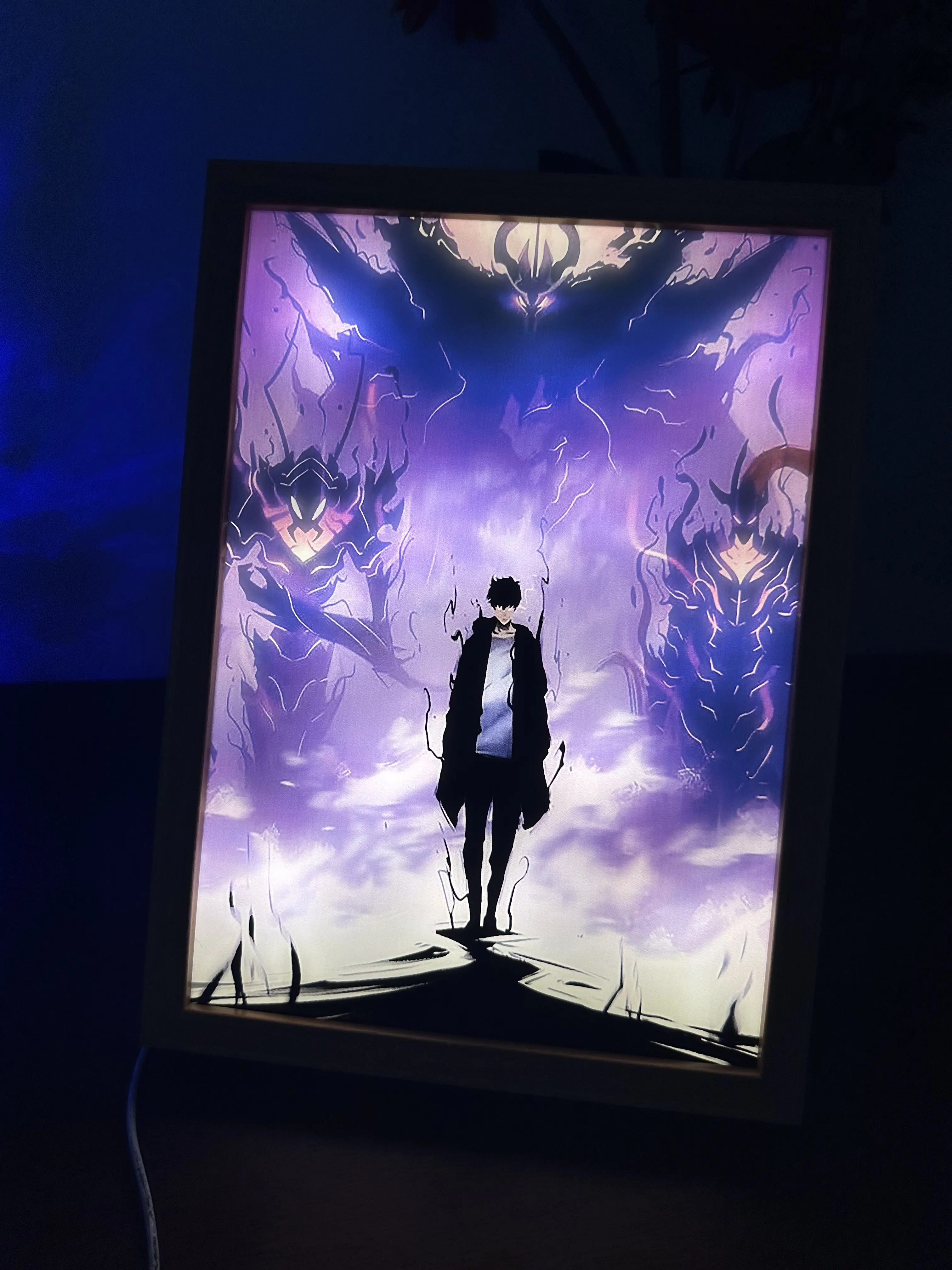 S0L0 Leveling Sung Jin Woo-2 LED Anime Painting Night Light Large Size 12.6" x 9.3" summerwins,summerwins