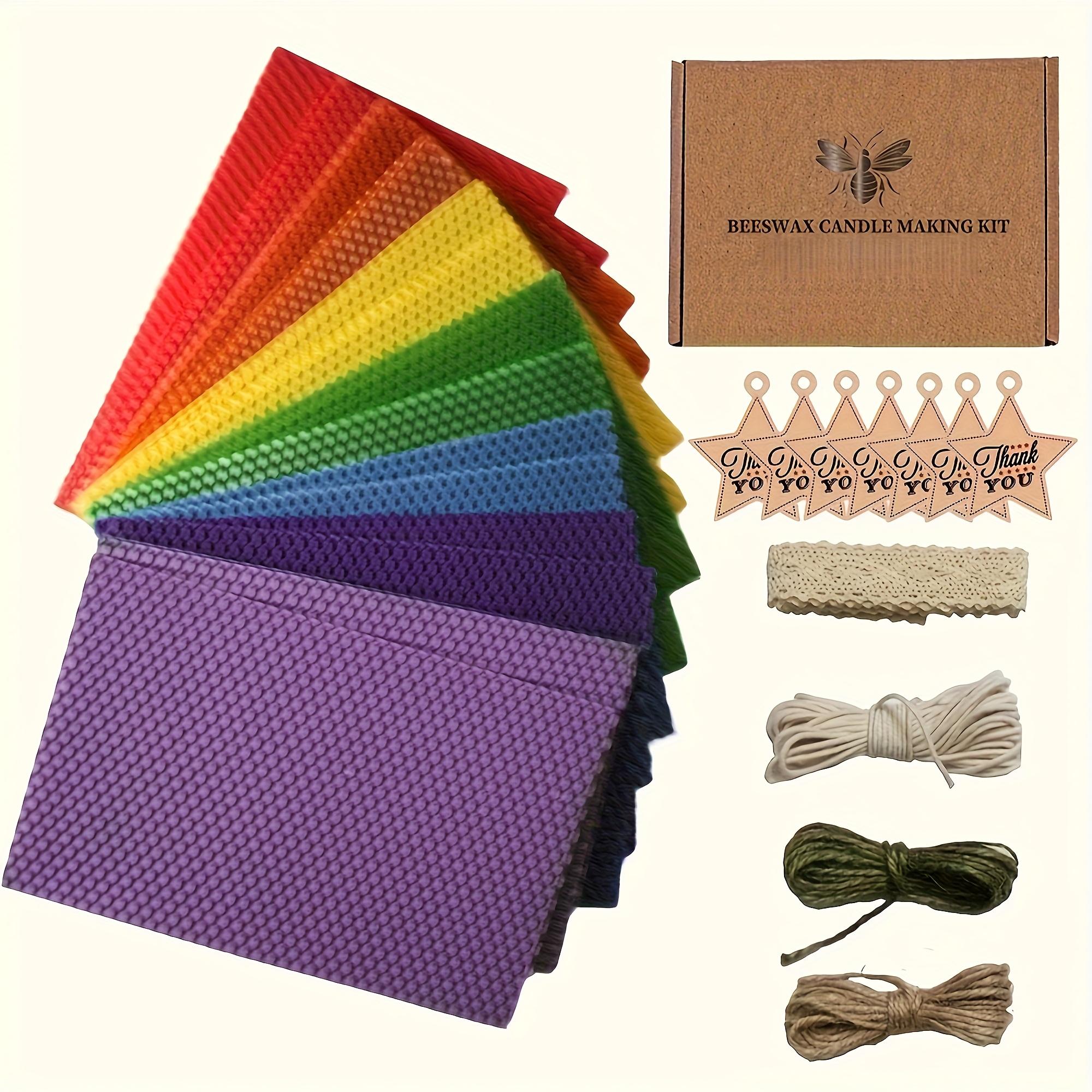 14-piece rainbow-colored beeswax candle making kit, 6×8 inch honeycomb wax sheets, tags, lace, string, Christmas/Halloween DIY crafts, niche gift set, for DIY enthusiasts, can be given to men and women, for holidays or graduates， home decor