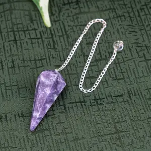 Down To Earth Lepidolite Faceted Pendulum for Emotional Healing & Stress Relief - Chakra Balancing Tool for Heart Chakra & Libra Astrology Sign