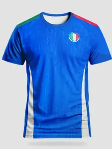 Italian Unisex Soccer Jersey, Football Jerseys, Breathable Round Neck Comfortable Sports Top, Lightweight Sweat-Wicking Fabric Sportswear