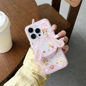 Funny cartoon dessert rabbit with Magsafe magnetic stand phone case for iPhone 13 14 15 16 Pro Max cover Shake protective cover