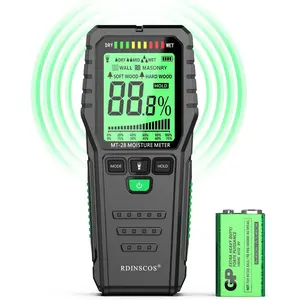 Pinless Moisture Meter for Wood Concrete – Moisture Tester with 3-Color LCD Display, Audible Alarm & HOLD Function – for Firewood, Lumber, Home Inspections (Green)