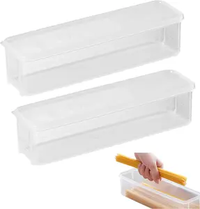 HERCHR Spaghetti Pasta Container,2 Pieces Pasta Storage Containers Airtight Food Storage Containers with Lids for Kitchen Pantry Organization and Storage Clear Rectangle Food Container for Fridge