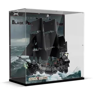 Premium Acrylic Display Case Compatible with Icons Captain Jack Sparrow's Pirate Ship, Clear Dustproof Storage Box for Black Pearl 10365 Set, Easy Assembly Model Protection Box