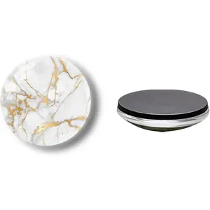 12 Pcs Glass Refrigerator Magnet Magnetic Fridge Sticker,Decor for Kitchen,Whiteboard, Cabinet,White and Golden Marble