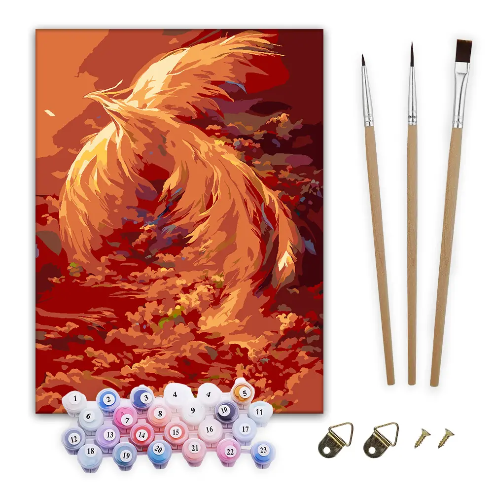 3040-Golden Fire Phoenix Paint By Numbers  DIY Art Experience with Clear Instructions and Elegant Design for Enthusiasts and Beginners Watercolor decor wall decoration decor gift painting