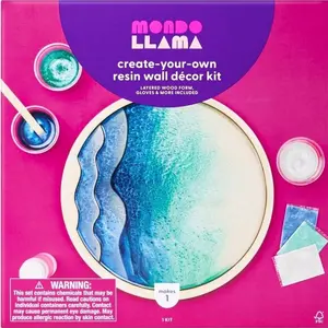Mondo Llama Create-Your-Own Resin Wall Decor Kit - Aesthetic DIY Decorations, Animal-Inspired DIY Decorations, Wooden Layered Form, Gloves, and More Included, 1 Kit