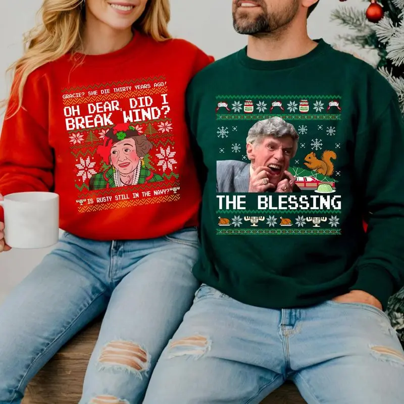 Couple The Blessing Sweatshirt, Funny Christmas Vacation Sweatshirt, Couple Christmas , Oh Dear Did I Break Wind, Christmas Sweater