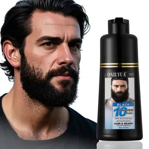 Professional Men's Long-Lasting Black Hair Dye & Root Touch Up for Gray Coverage - 10 Minute color Natural Beard & Mustache Coloring Shampoo 3-in-1 Haircare springtok