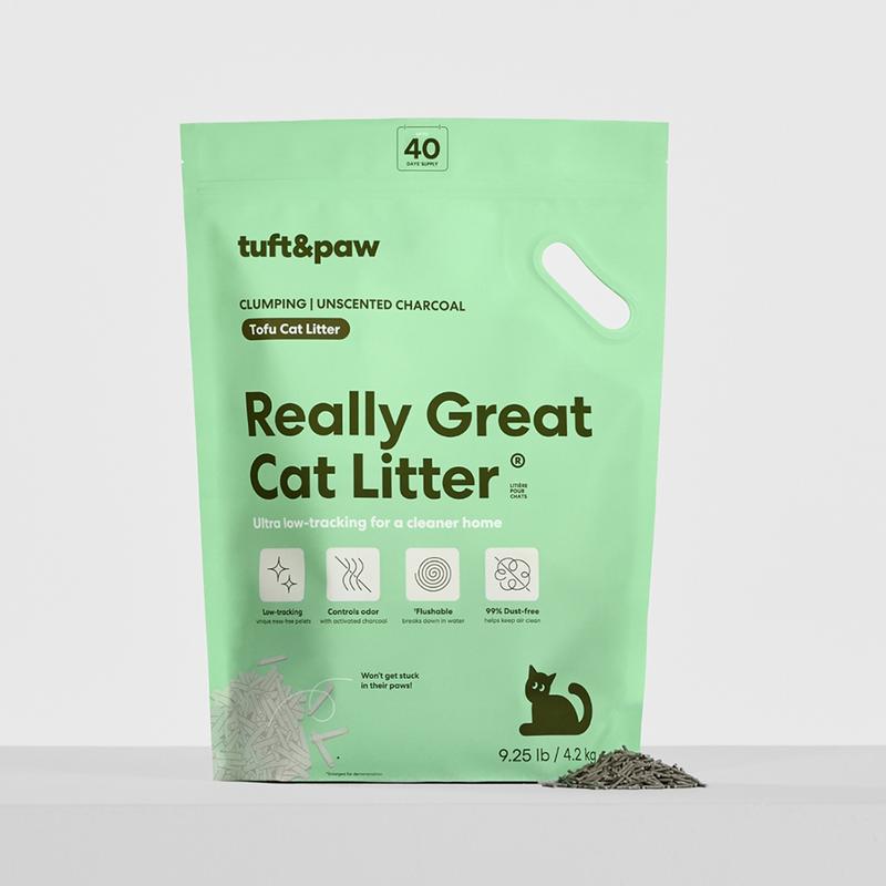 Really Great Cat Litter - Low-tracking Tofu Cat Litter, Flushable, Clumping, Dust Free, Natural Eco Friendly Pellets, Odor Control