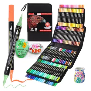 Acrylic Paint Pen Set, Dual Tip Markers with Brush, Art Color Set, Art Craft Supplies, Ideal for Drawing & Sketching, Perfect Gift for Artists & Beginners